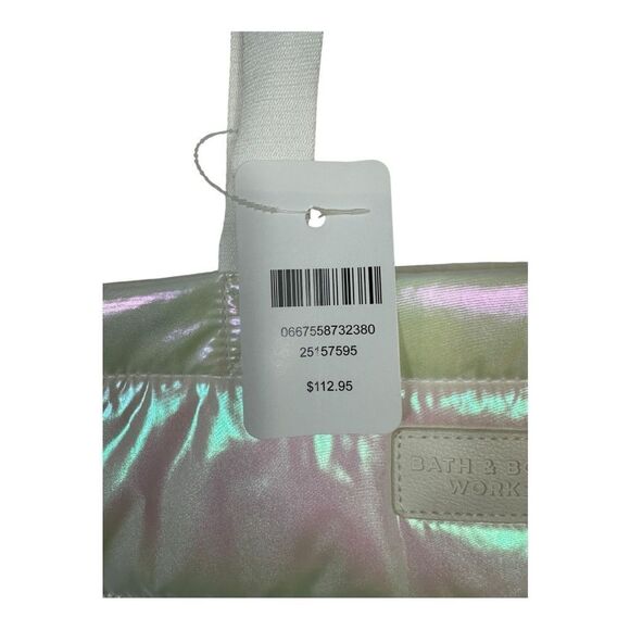 BATH & BODY WORKS WHITE IRIDESCENT PUFFER TOTE BAG BLACK FRIDAY 2023 new - Picture 7 of 7